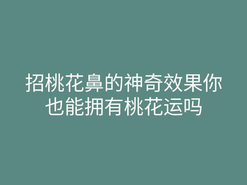 招桃花鼻的神奇效果你也能拥有桃花运吗