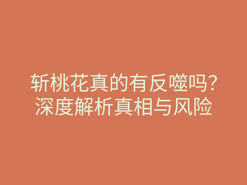 斩桃花真的有反噬吗?深度解析真相与风险
