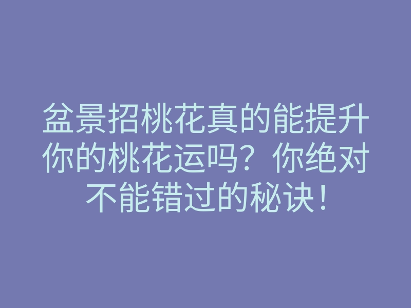 盆景招桃花真的能提升你的桃花运吗?你绝对不能错过的秘诀!