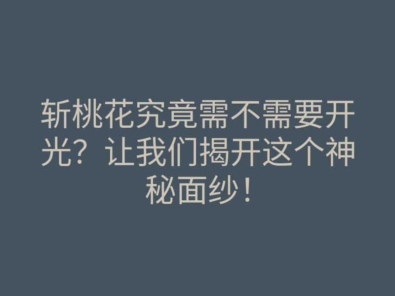 斩桃花究竟需不需要开光?让我们揭开这个神秘面纱!