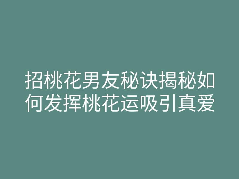 招桃花男友秘诀揭秘如何发挥桃花运吸引真爱
