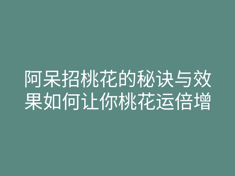 阿呆招桃花的秘诀与效果如何让你桃花运倍增