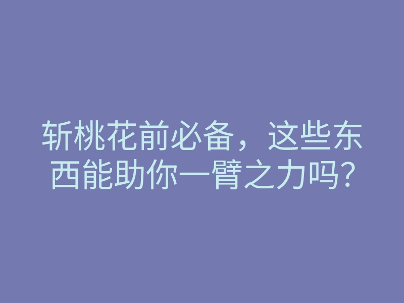 斩桃花前必备,这些东西能助你一臂之力吗?