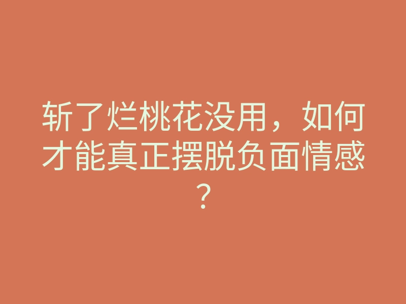 斩了烂桃花没用,如何才能真正摆脱负面情感?