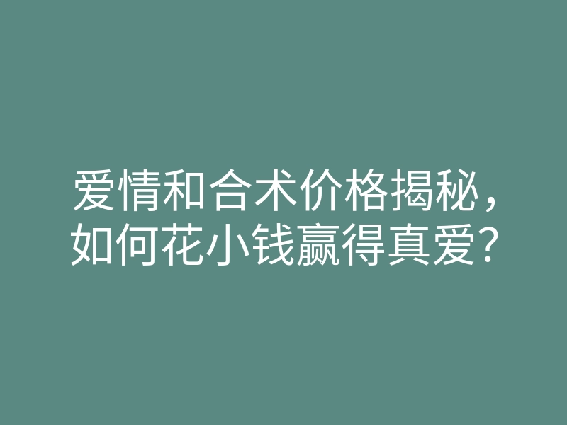 爱情和合术价格揭秘,如何花小钱赢得真爱?