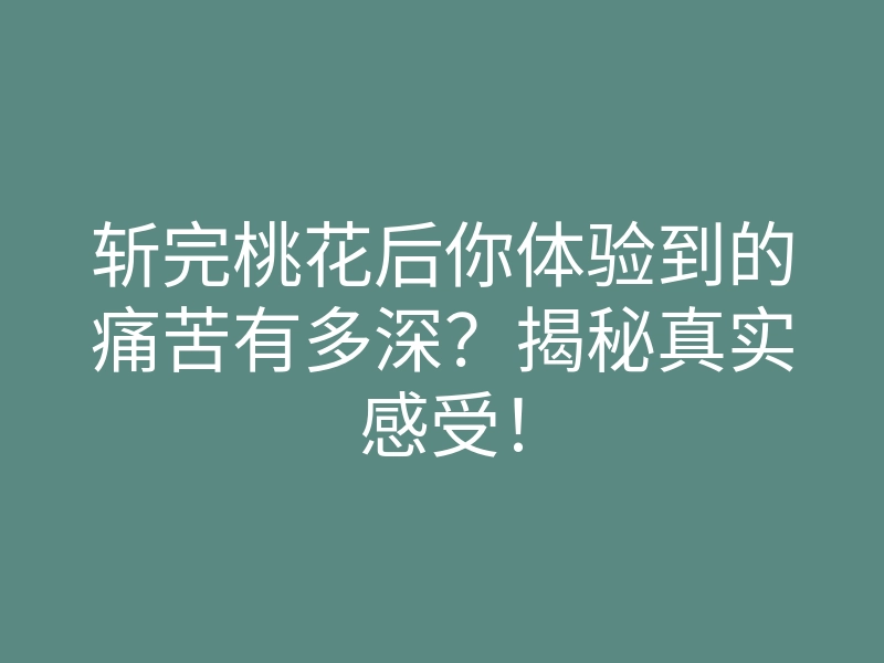 斩完桃花后你体验到的痛苦有多深?揭秘真实感受!