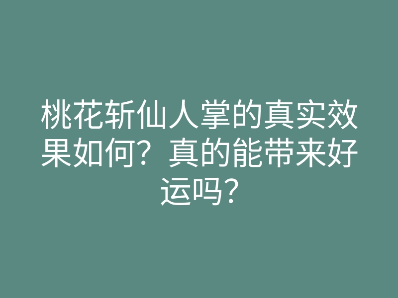 桃花斩仙人掌的真实效果如何?真的能带来好运吗?