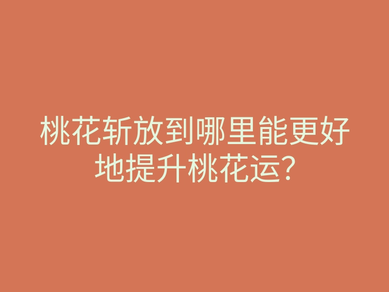 桃花斩放到哪里能更好地提升桃花运？