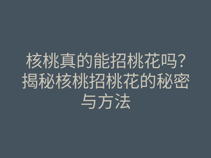 核桃真的能招桃花吗?揭秘核桃招桃花的秘密与方法
