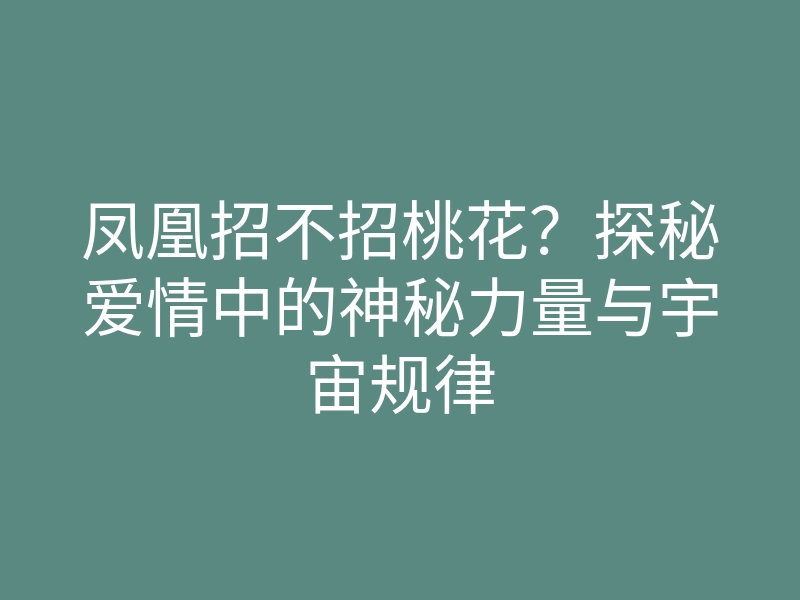 凤凰招不招桃花?探秘爱情中的神秘力量与宇宙规律