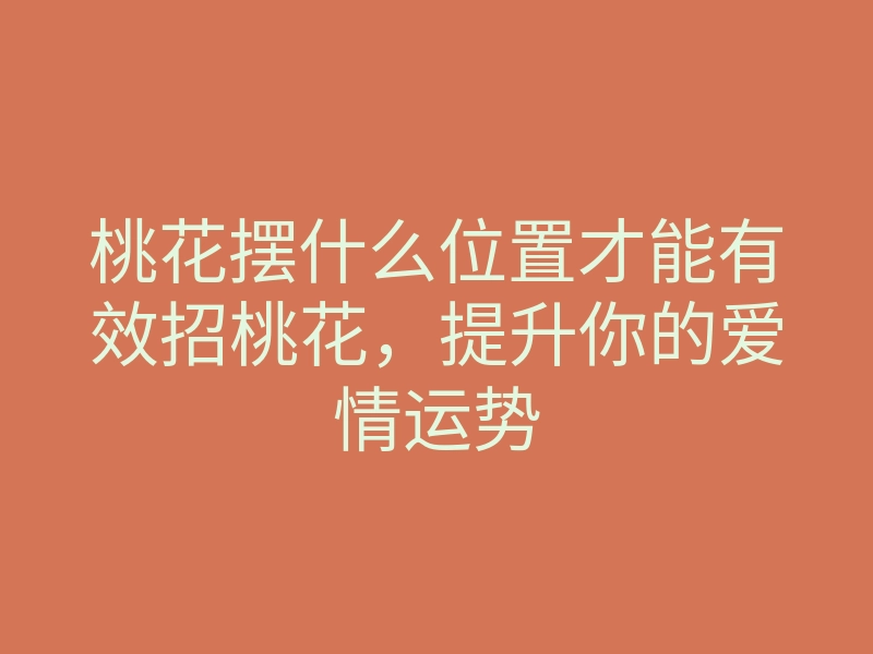 桃花摆什么位置才能有效招桃花,提升你的爱情运势