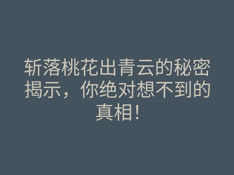 斩落桃花出青云的秘密揭示,你绝对想不到的真相!