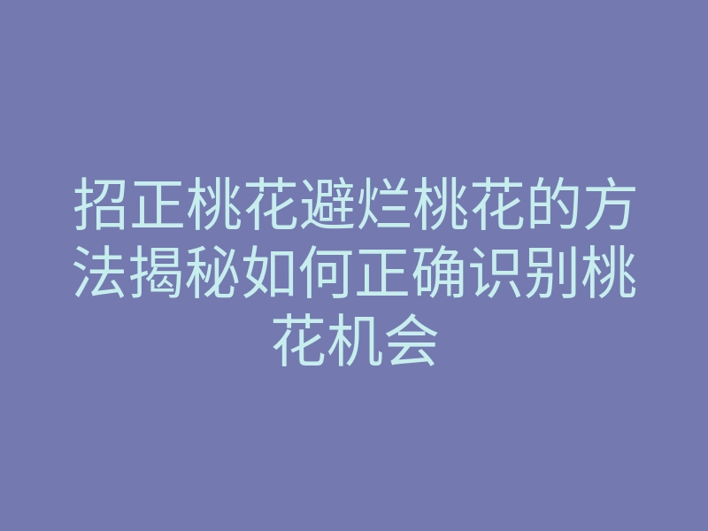招正桃花避烂桃花的方法揭秘如何正确识别桃花机会