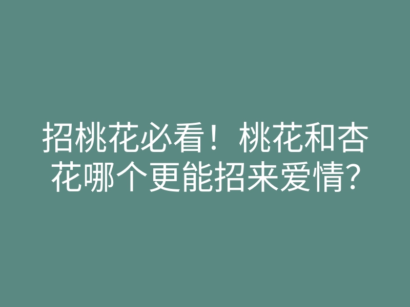 招桃花必看!桃花和杏花哪个更能招来爱情?