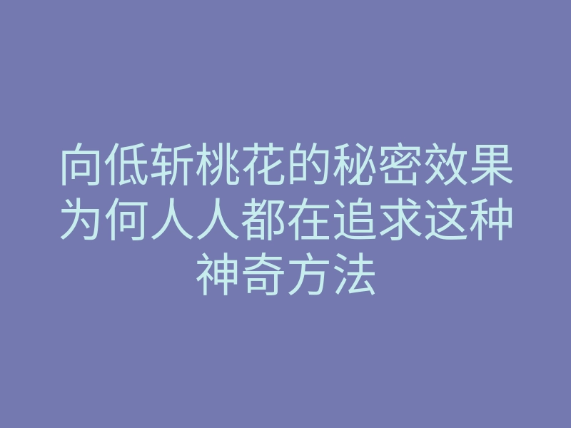 向低斩桃花的秘密效果为何人人都在追求这种神奇方法