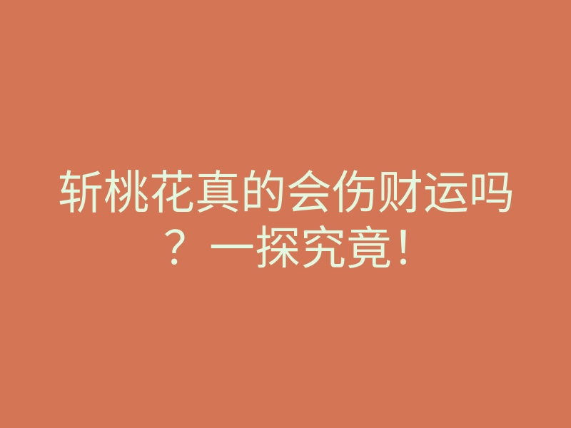 斩桃花真的会伤财运吗?一探究竟!