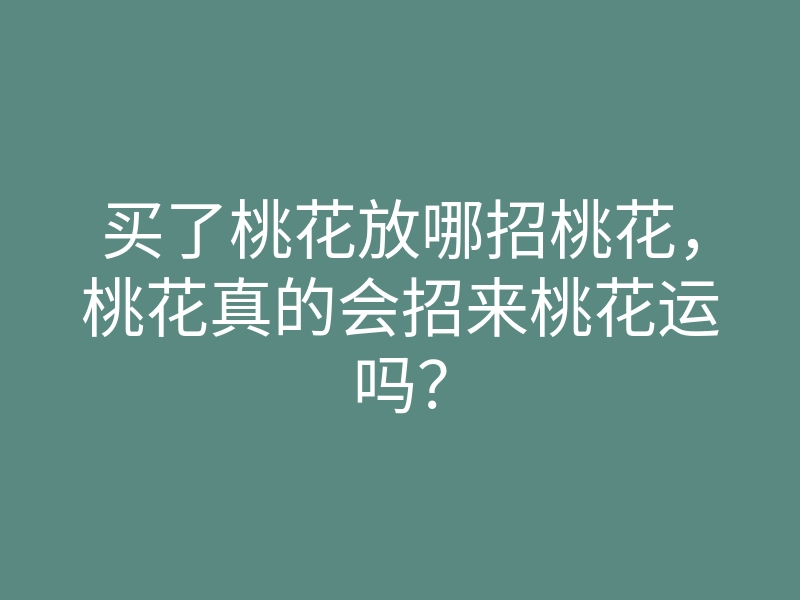 买了桃花放哪招桃花,桃花真的会招来桃花运吗?
