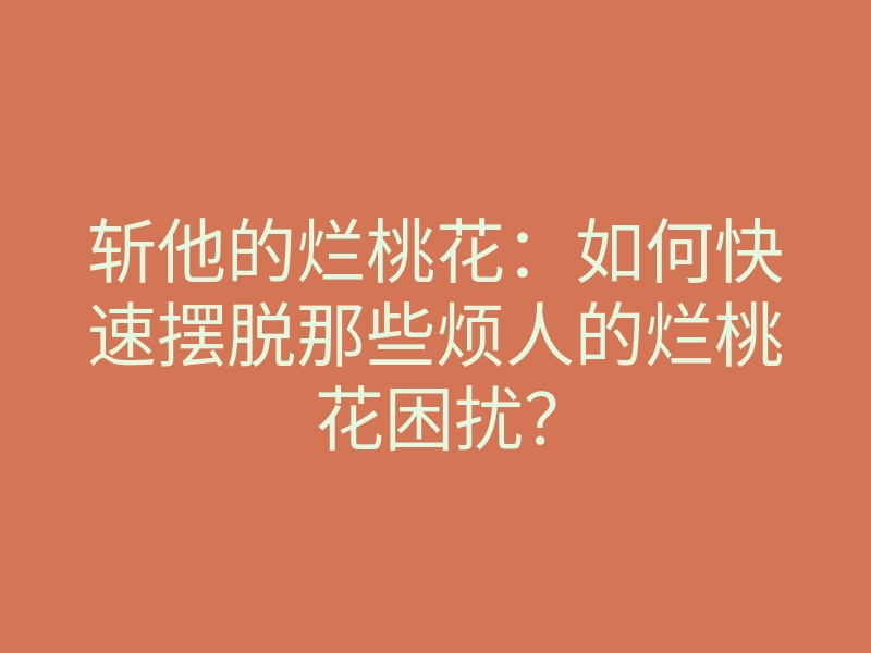 斩他的烂桃花:如何快速摆脱那些烦人的烂桃花困扰?