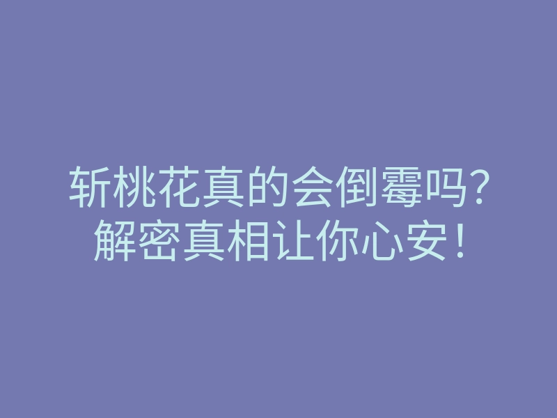 斩桃花真的会倒霉吗？解密真相让你心安！