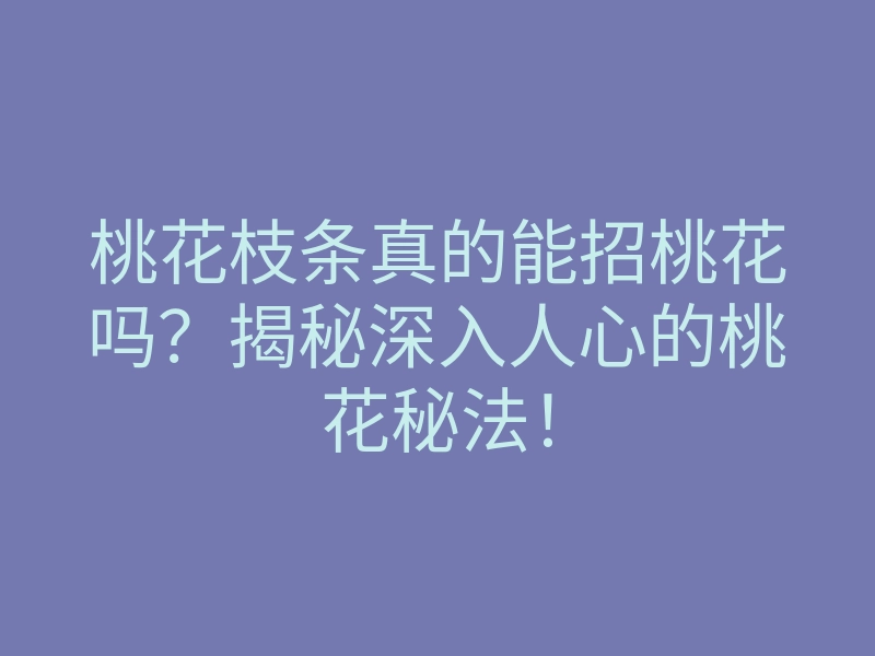 桃花枝条真的能招桃花吗?揭秘深入人心的桃花秘法!
