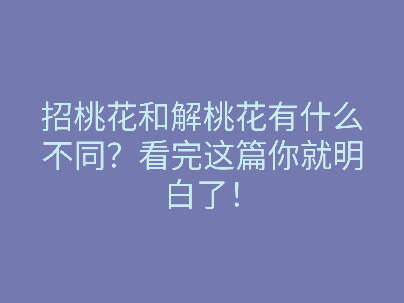 招桃花和解桃花有什么不同?看完这篇你就明白了!