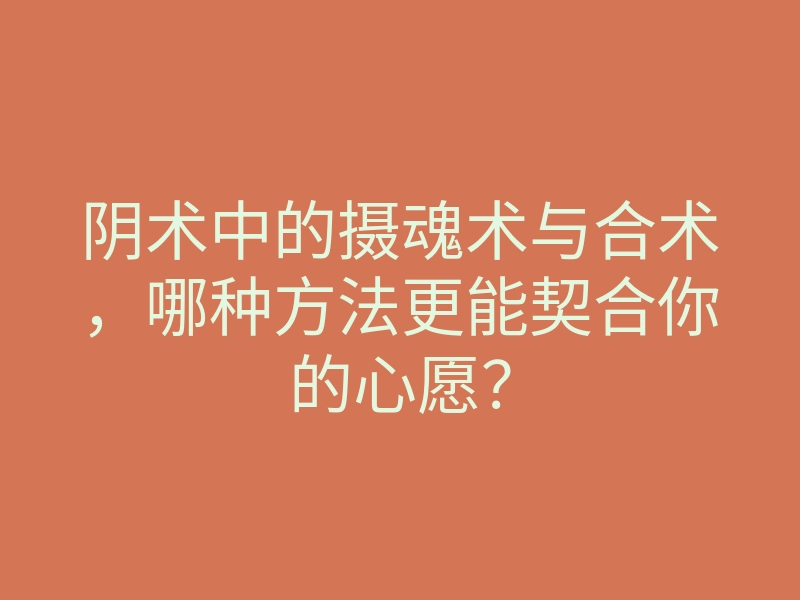阴术中的摄魂术与合术，哪种方法更能契合你的心愿？