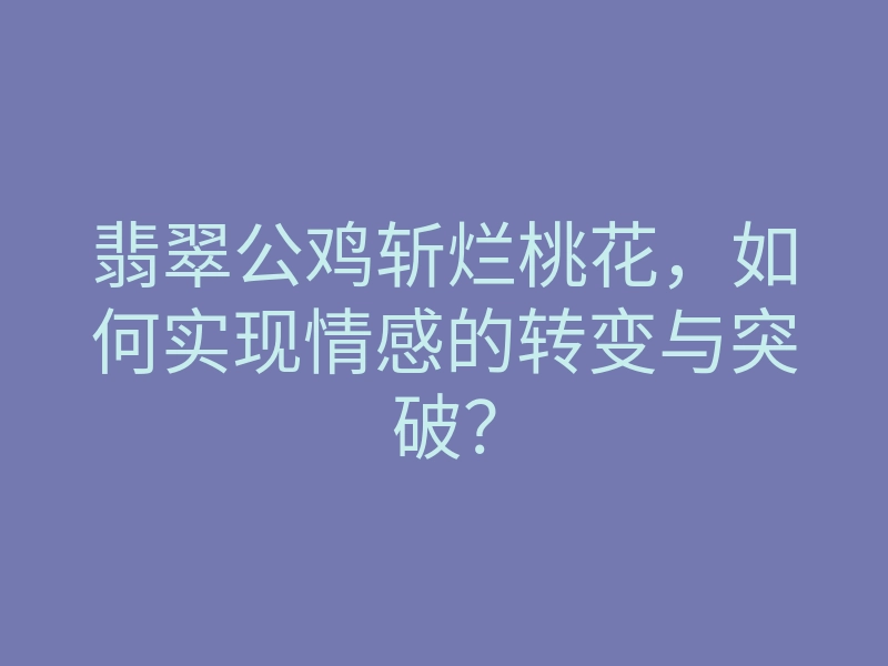 翡翠公鸡斩烂桃花,如何实现情感的转变与突破?