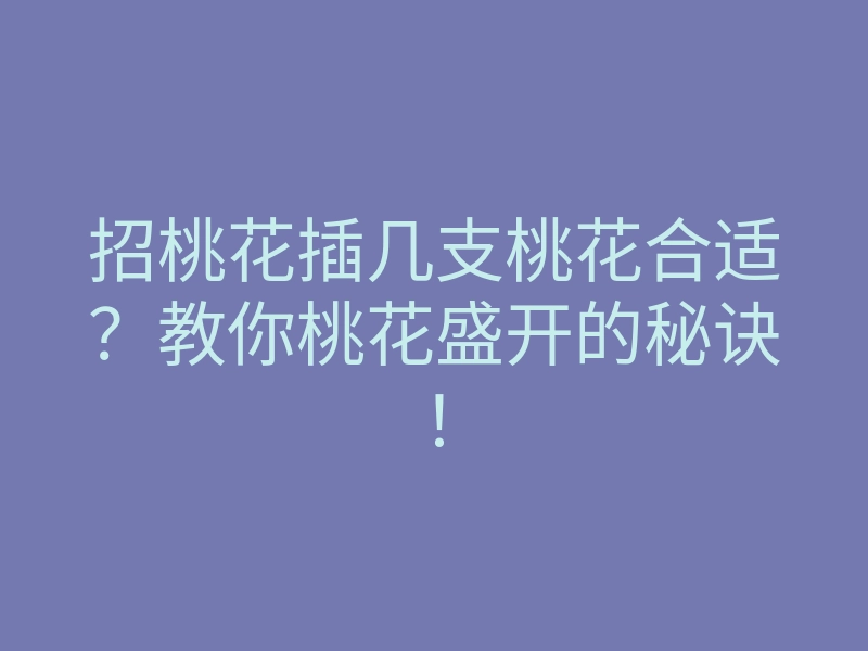招桃花插几支桃花合适?教你桃花盛开的秘诀!