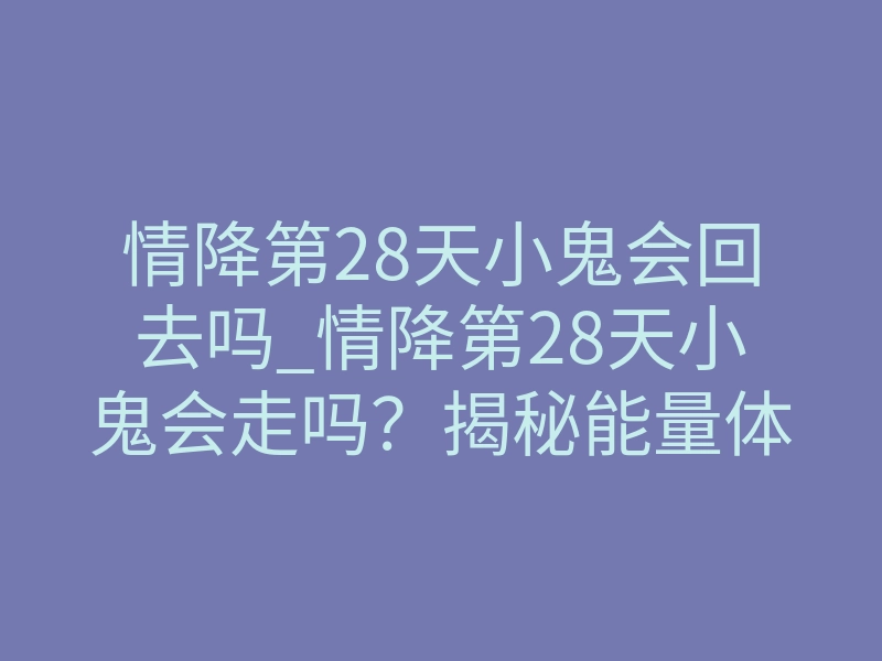 情降第28天小鬼会回去吗_情降第28天小鬼会走吗?揭秘能量体驻留的真相