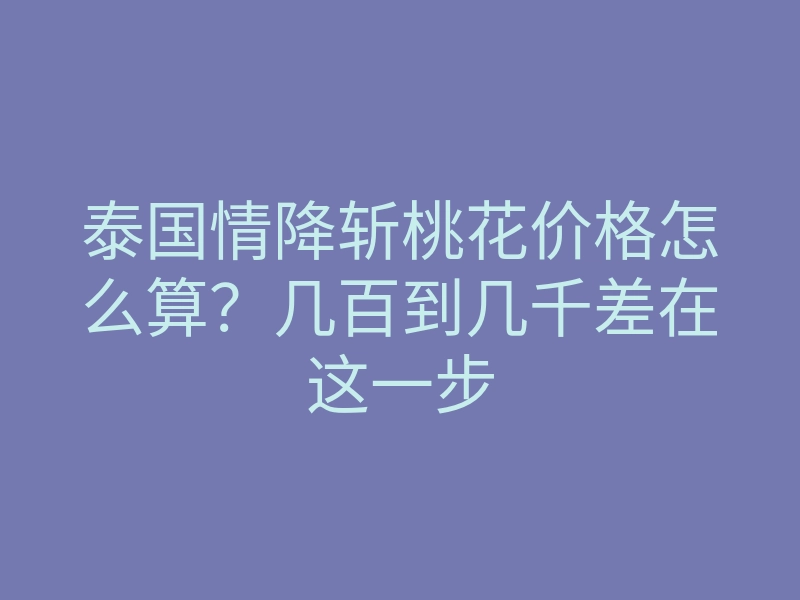 泰国情降斩桃花价格怎么算？几百到几千差在这一步